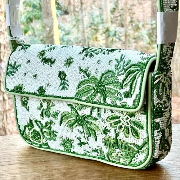 NWT Staud Beaded Tommy Shoulder Bag Clover Toile π Rare Find π - Picture 1 of 16